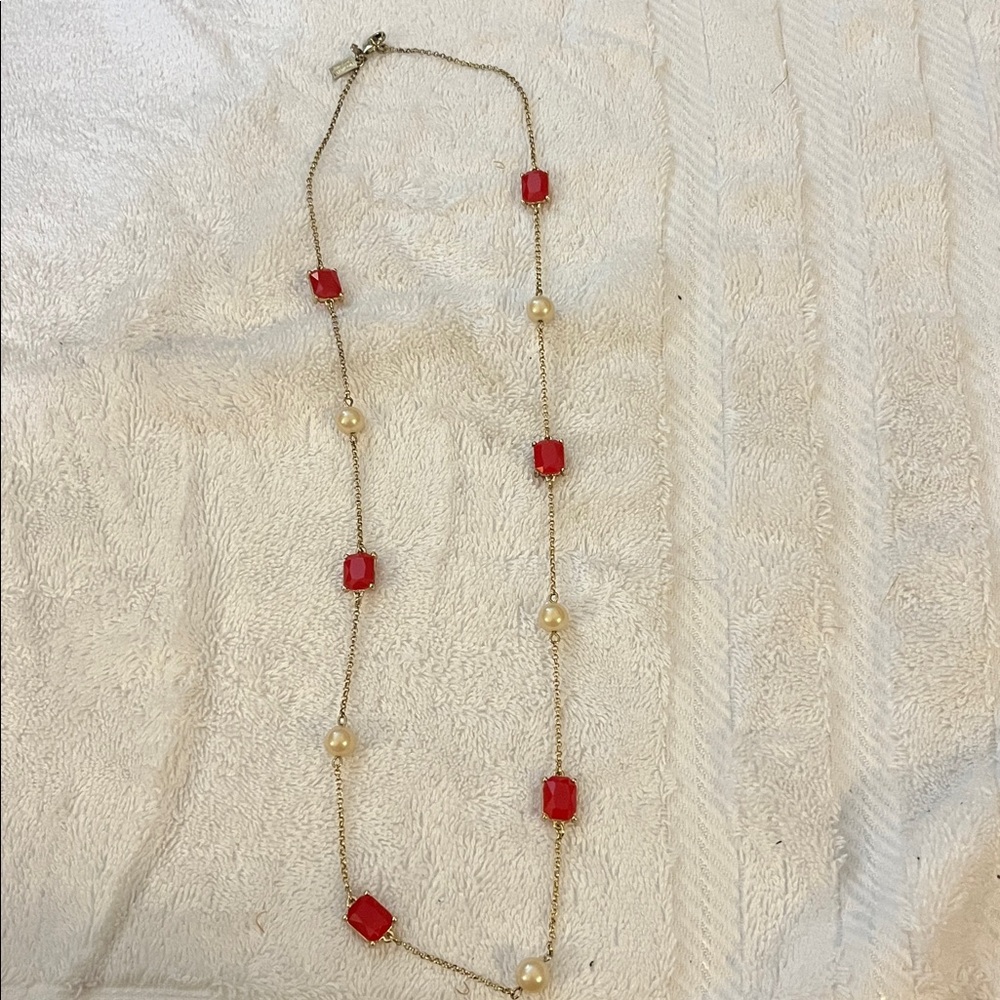 Kate Spade Red and Gold Necklace with Cream Accents - Picture 2 of 4